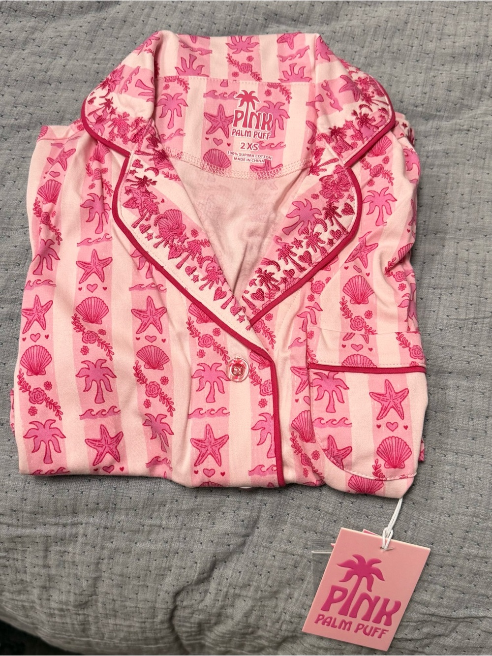 Pink Palm Puff Pink Pajamas XXS - New With Tags